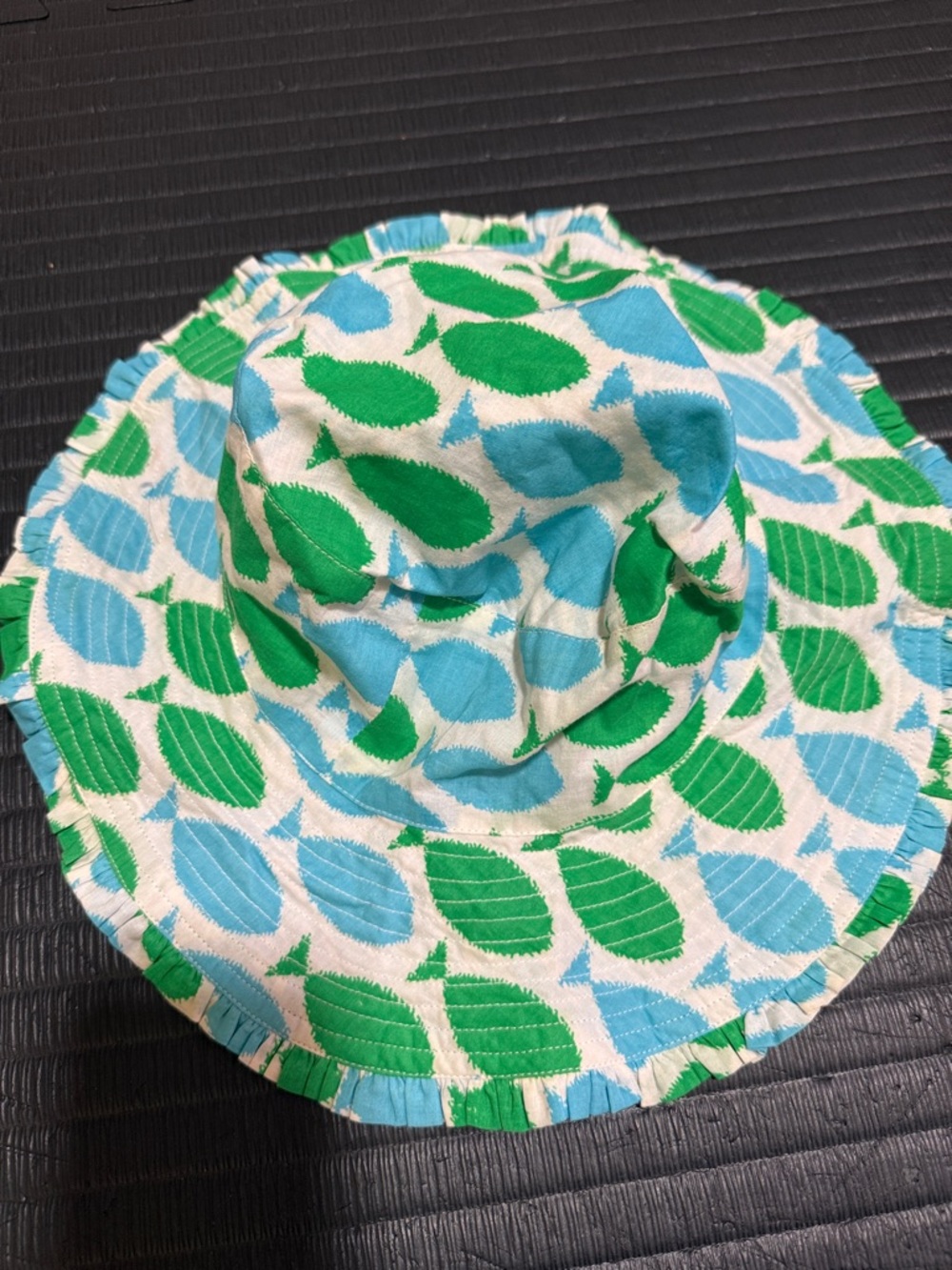 Kids Green & Blue Leaf Sun Hat